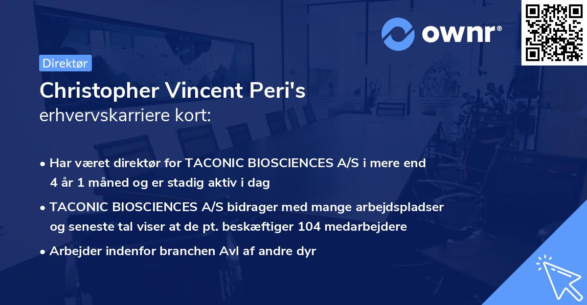 Christopher Vincent Peri's erhvervskarriere kort