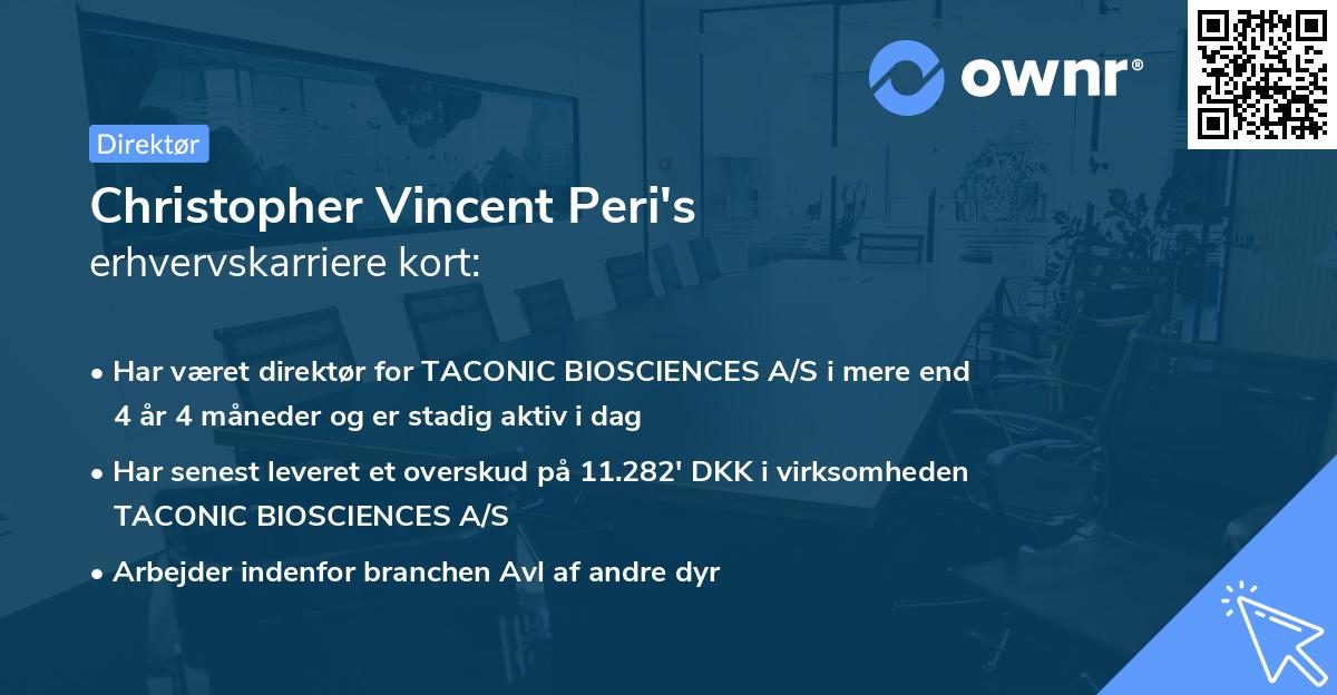 Christopher Vincent Peri's erhvervskarriere kort