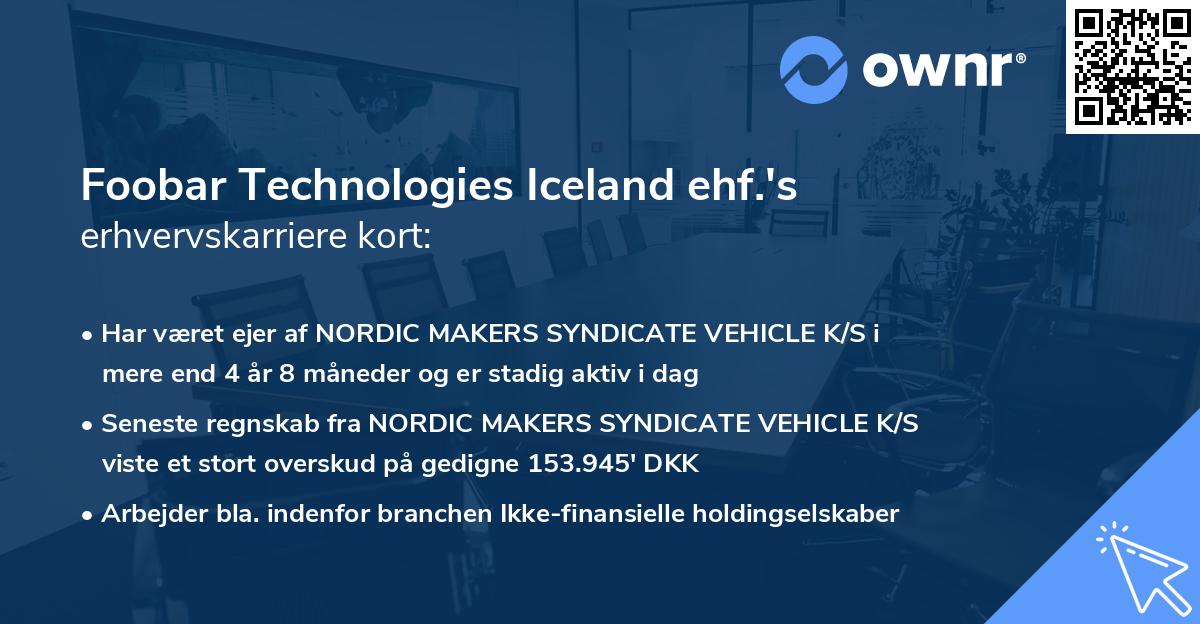 Foobar Technologies Iceland ehf.'s erhvervskarriere kort