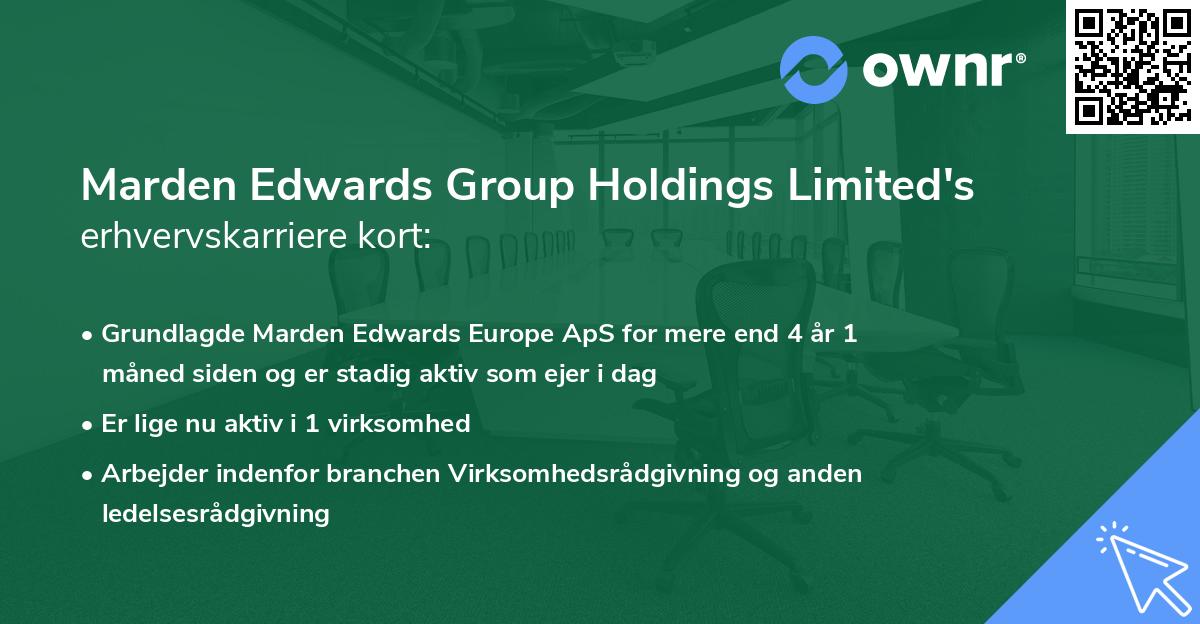 Marden Edwards Group Holdings Limited's erhvervskarriere kort