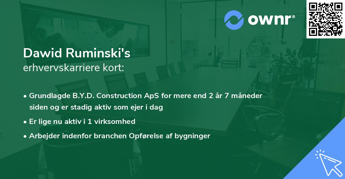Dawid Ruminski's erhvervskarriere kort