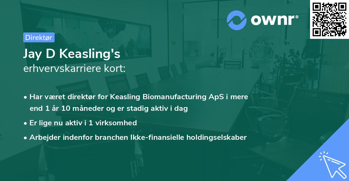 Jay D Keasling's erhvervskarriere kort