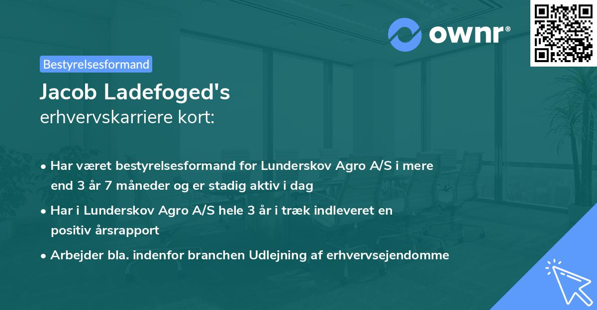 Jacob Ladefoged's erhvervskarriere kort
