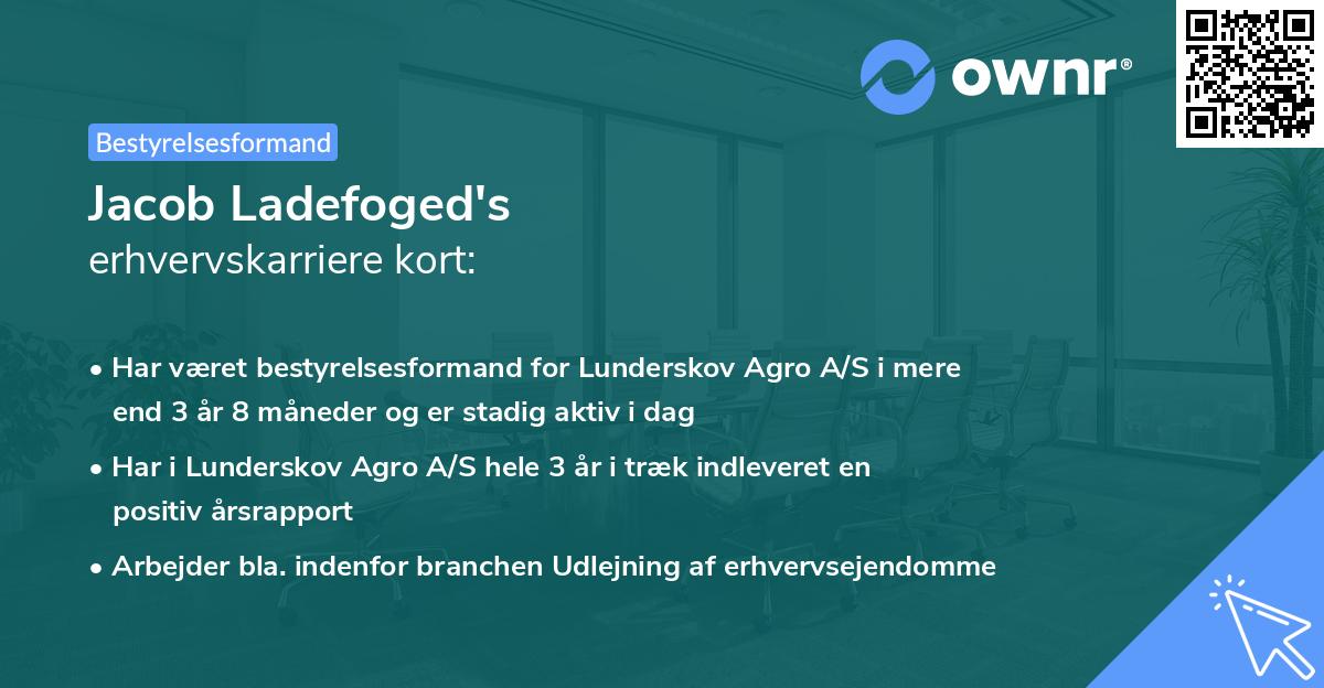 Jacob Ladefoged's erhvervskarriere kort