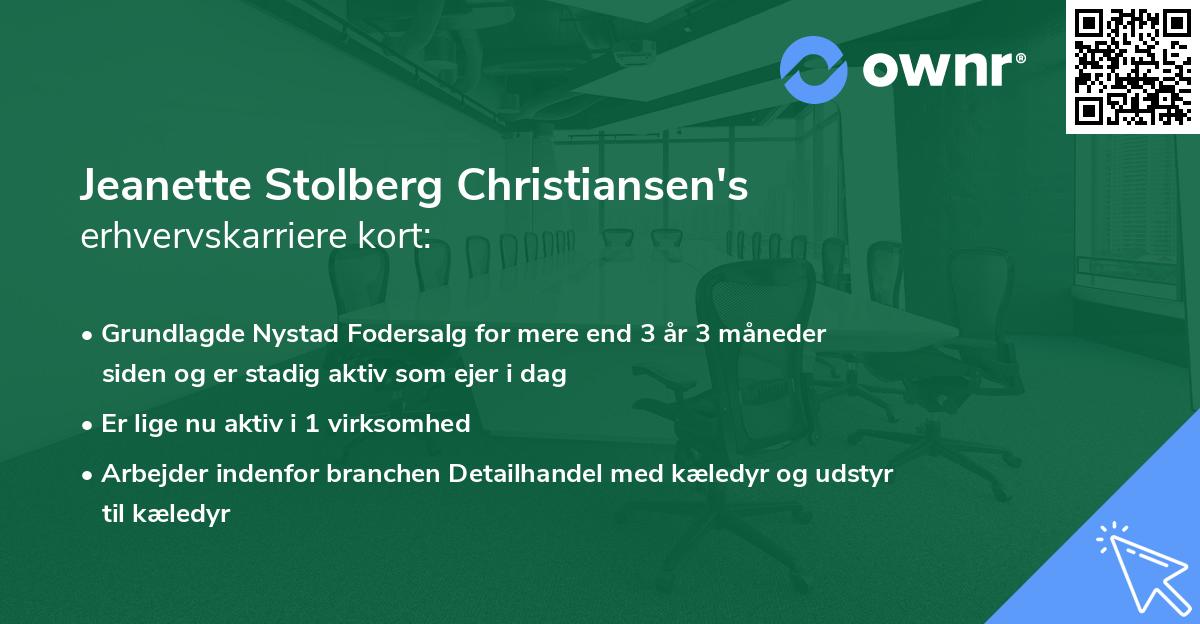 Jeanette Stolberg Christiansen's erhvervskarriere kort