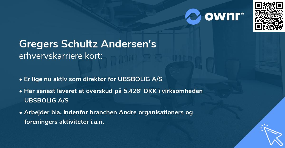 Gregers Schultz Andersen's erhvervskarriere kort