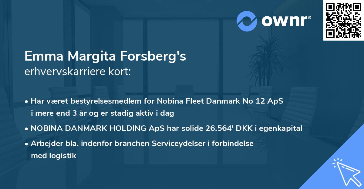 Emma Margita Forsberg's erhvervskarriere kort