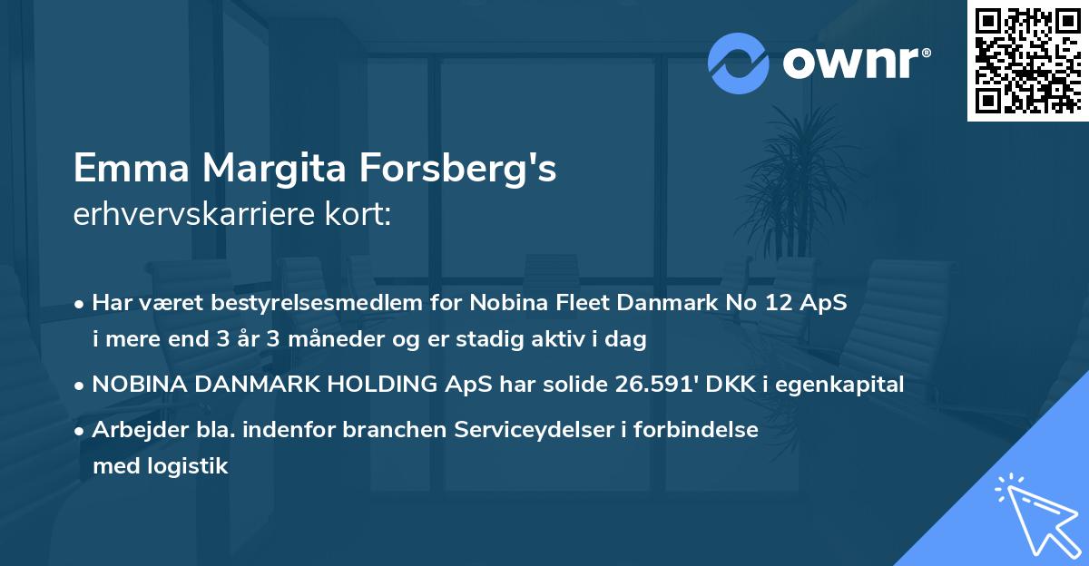 Emma Margita Forsberg's erhvervskarriere kort