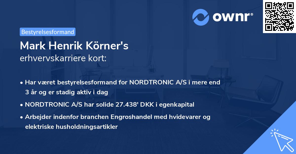 Mark Henrik Körner's erhvervskarriere kort