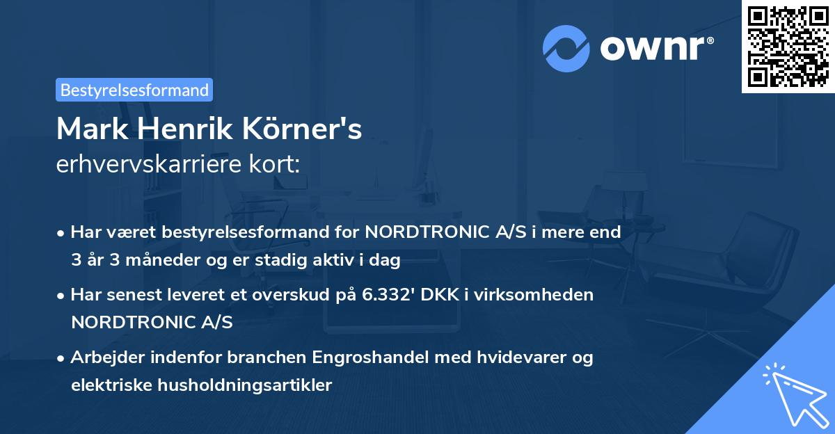 Mark Henrik Körner's erhvervskarriere kort