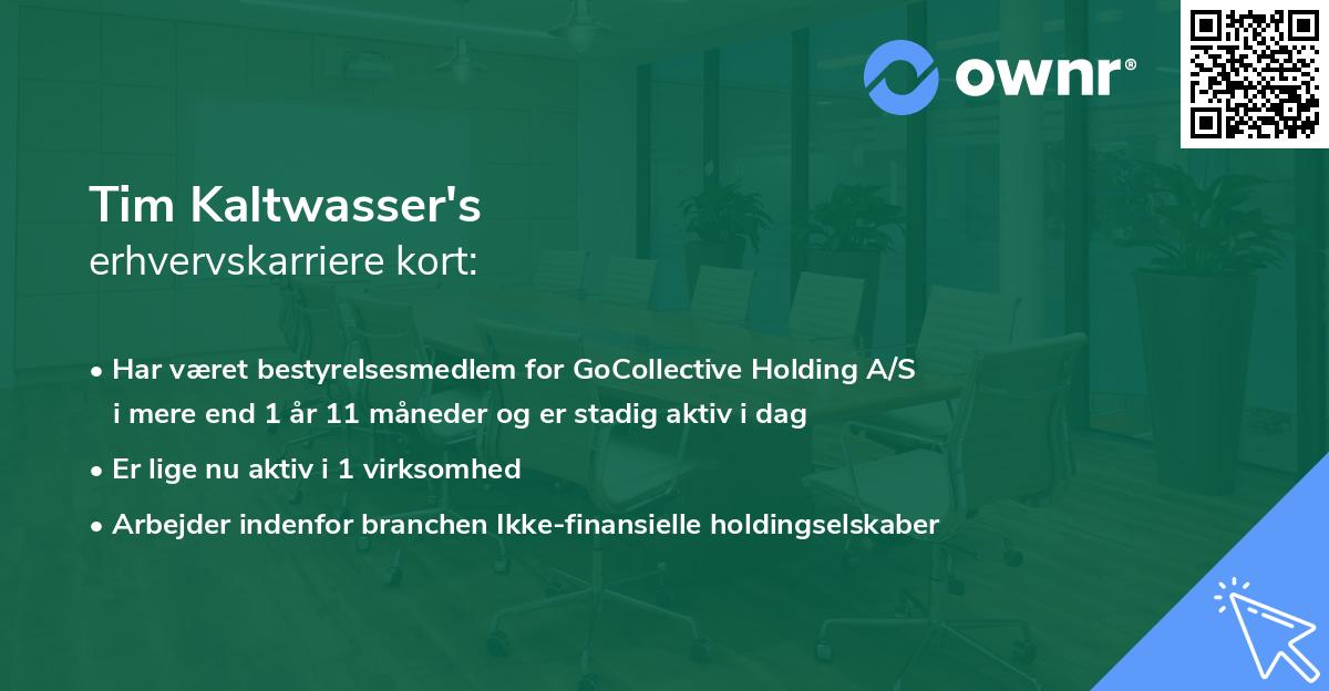 Tim Kaltwasser's erhvervskarriere kort
