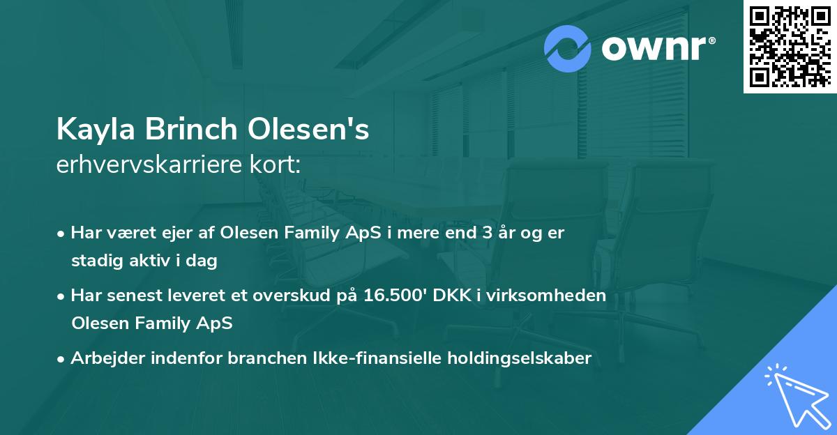 Kayla Brinch Olesen's erhvervskarriere kort