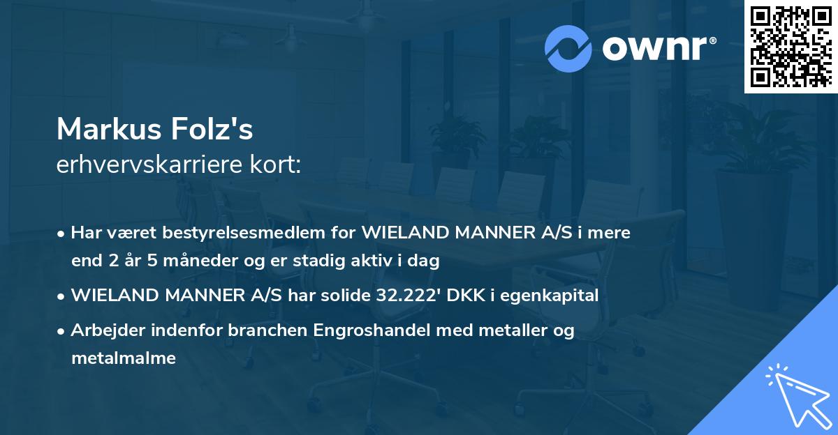 Markus Folz's erhvervskarriere kort