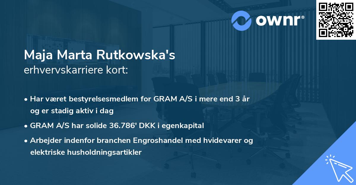 Maja Marta Rutkowska's erhvervskarriere kort