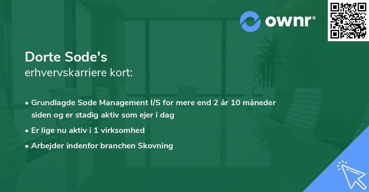 Dorte Sode's erhvervskarriere kort
