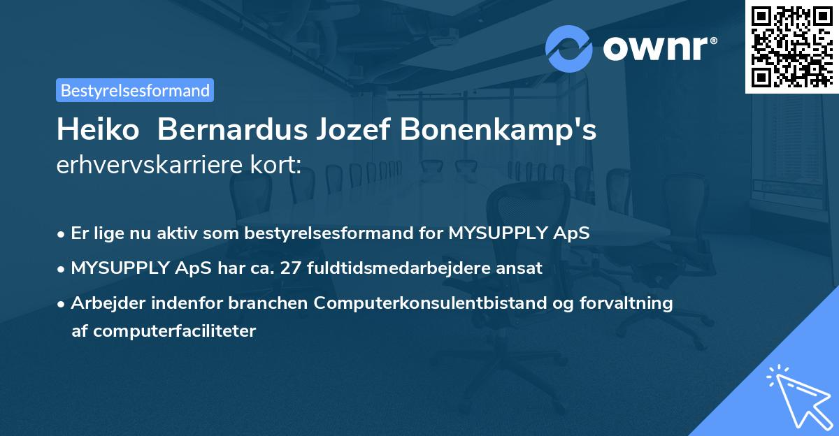 Heiko  Bernardus Jozef Bonenkamp's erhvervskarriere kort