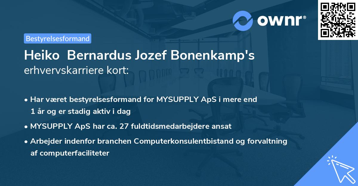 Heiko  Bernardus Jozef Bonenkamp's erhvervskarriere kort