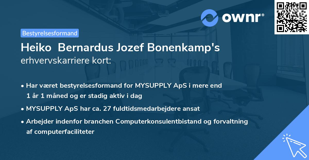 Heiko  Bernardus Jozef Bonenkamp's erhvervskarriere kort