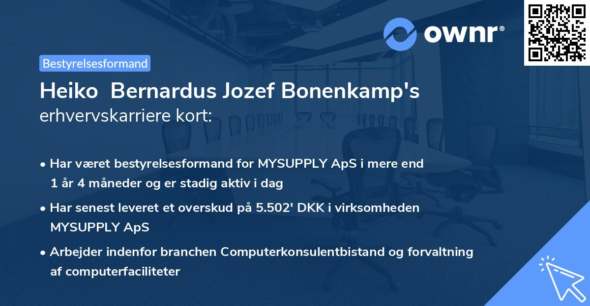 Heiko  Bernardus Jozef Bonenkamp's erhvervskarriere kort