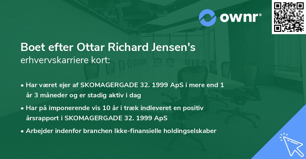 Boet efter Ottar Richard Jensen's erhvervskarriere kort