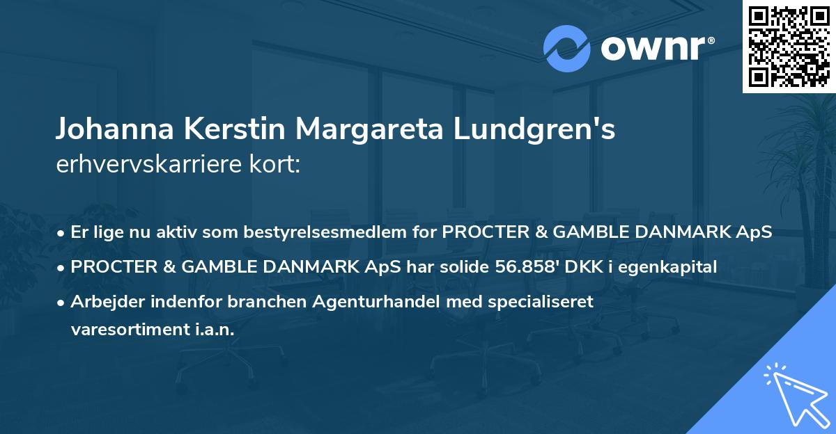 Johanna Kerstin Margareta Lundgren's erhvervskarriere kort