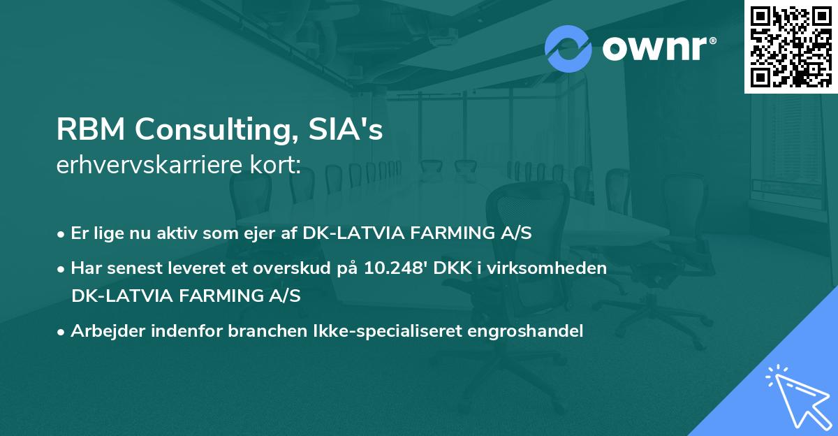 RBM Consulting, SIA's erhvervskarriere kort