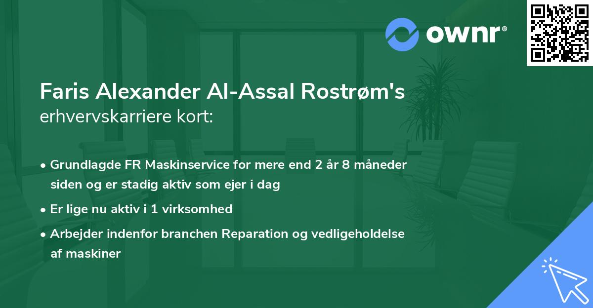 Faris Alexander Al-Assal Rostrøm's erhvervskarriere kort