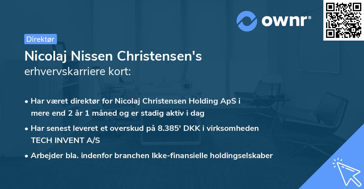 Nicolaj Nissen Christensen's erhvervskarriere kort