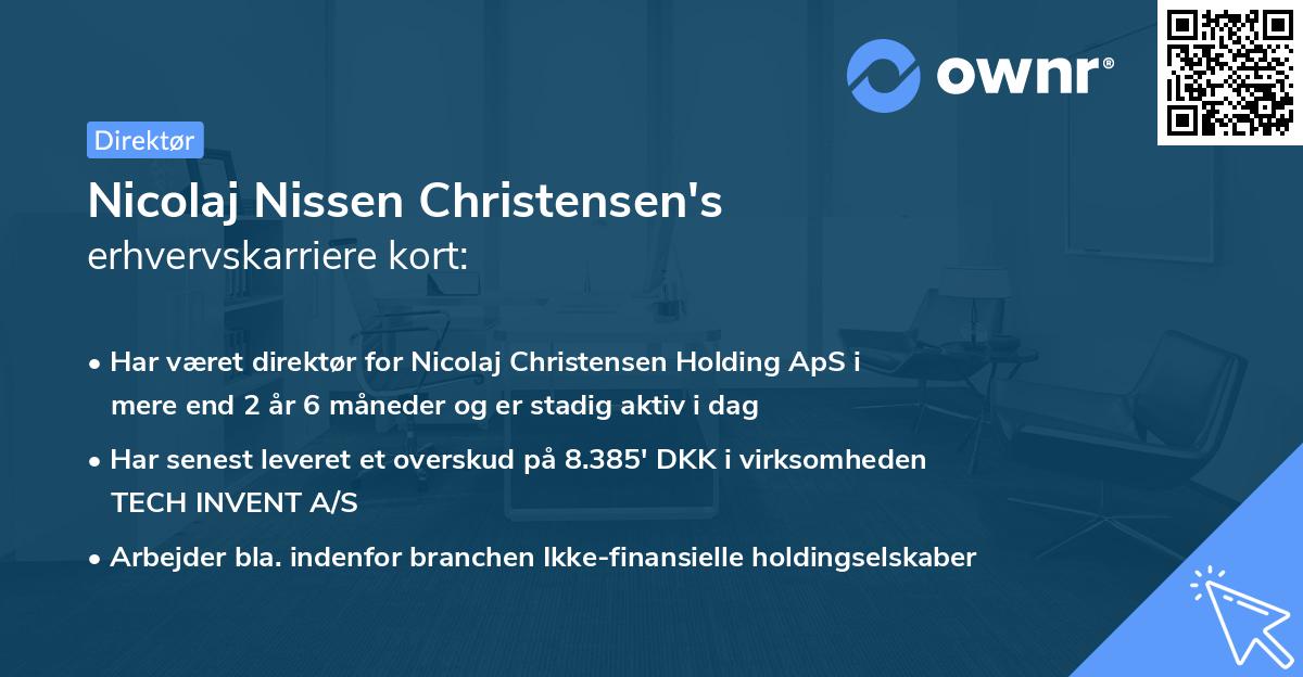Nicolaj Nissen Christensen's erhvervskarriere kort