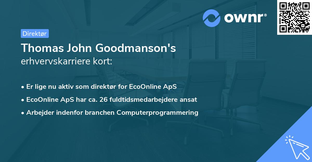 Thomas John Goodmanson's erhvervskarriere kort