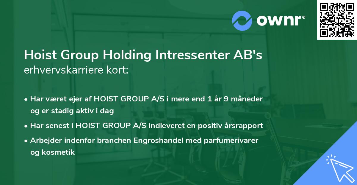 Hoist Group Holding Intressenter AB's erhvervskarriere kort