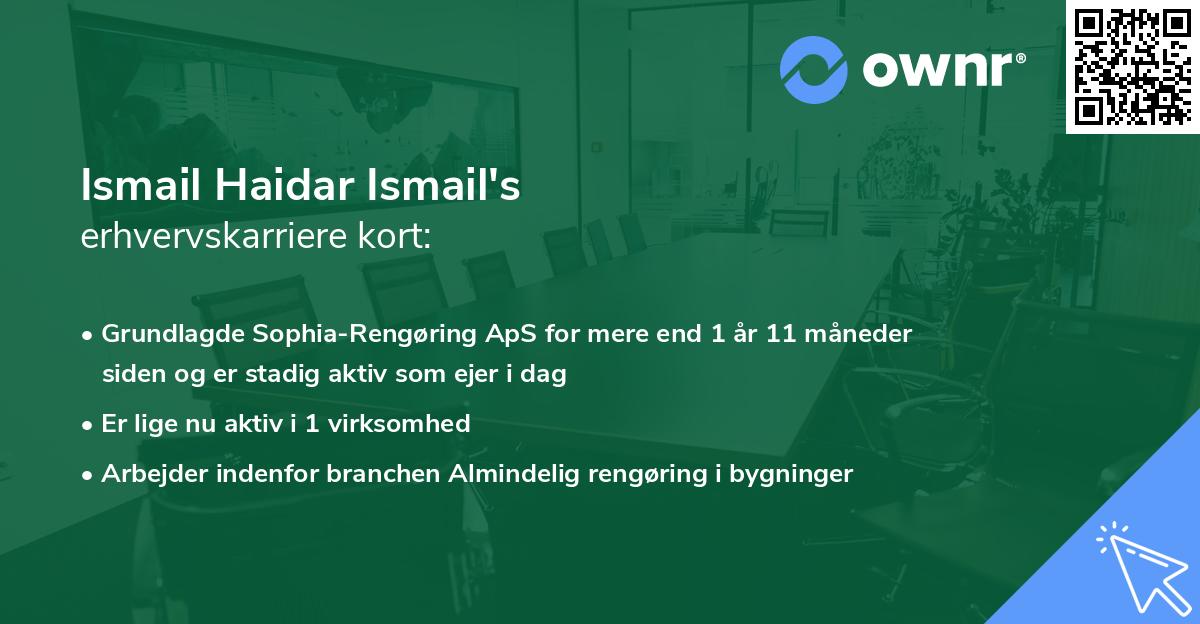 Ismail Haidar Ismail's erhvervskarriere kort