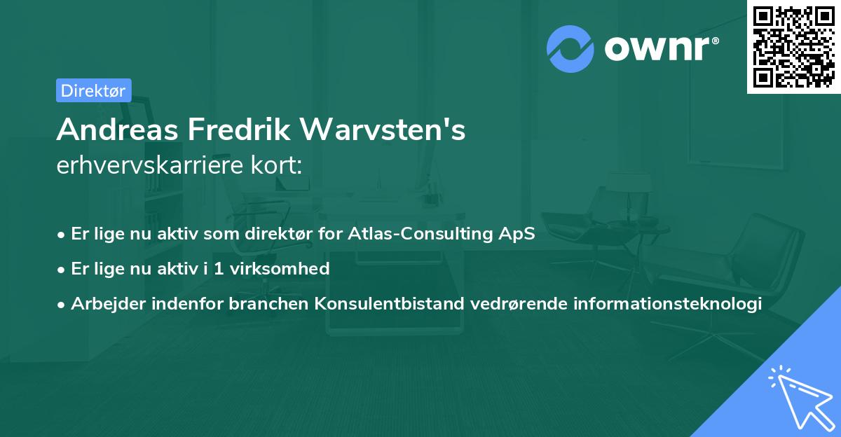 Andreas Fredrik Warvsten's erhvervskarriere kort