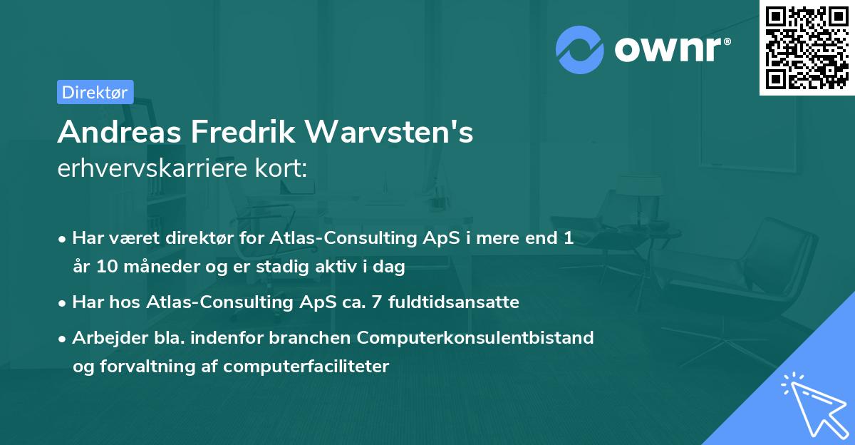Andreas Fredrik Warvsten's erhvervskarriere kort