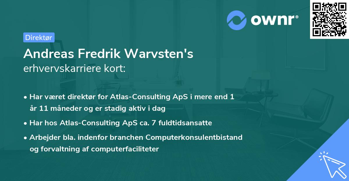 Andreas Fredrik Warvsten's erhvervskarriere kort
