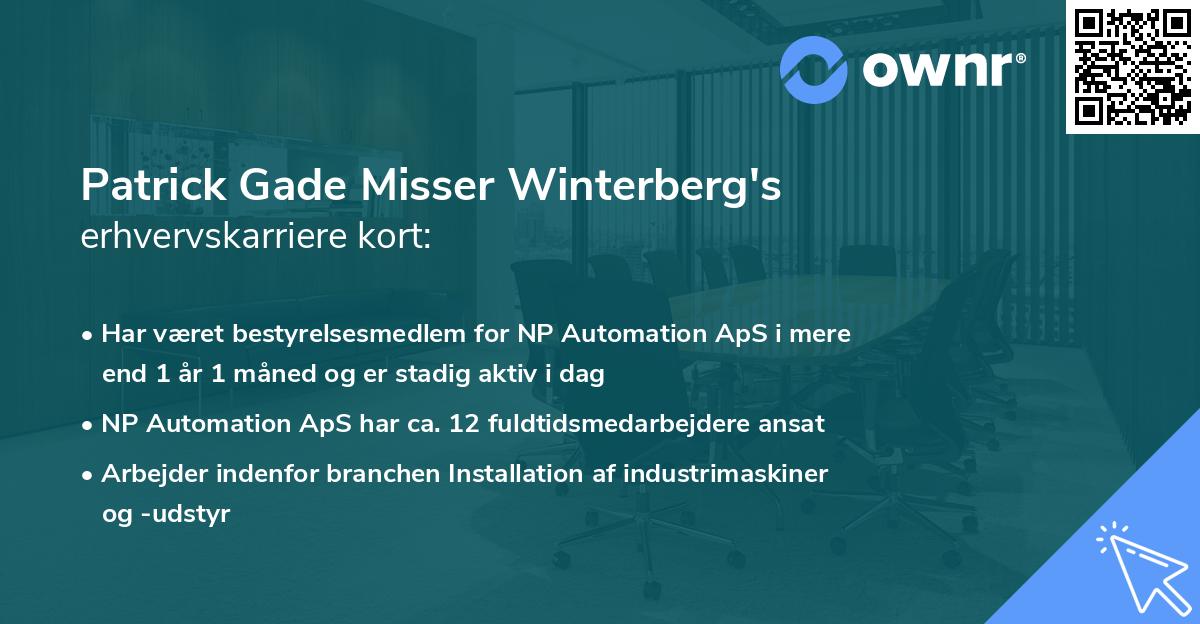 Patrick Gade Misser Winterberg's erhvervskarriere kort