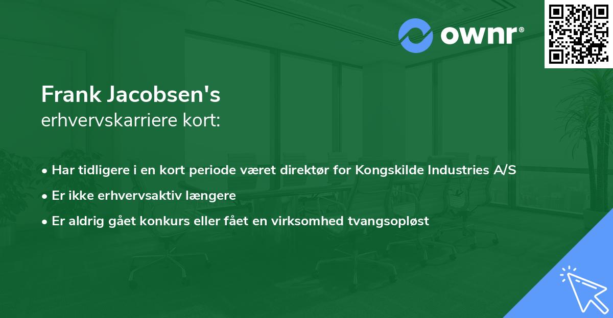 Frank Jacobsen's erhvervskarriere kort
