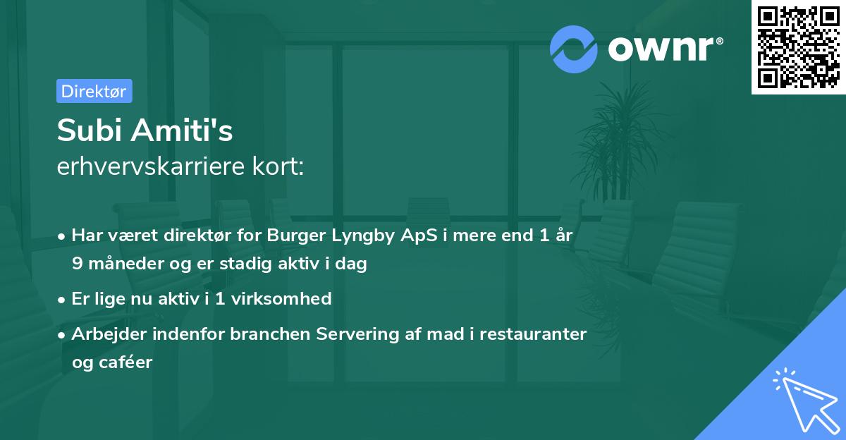 Subi Amiti's erhvervskarriere kort