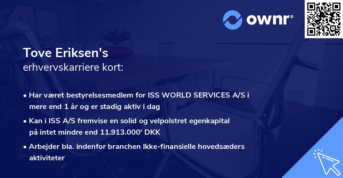 Tove Eriksen's erhvervskarriere kort