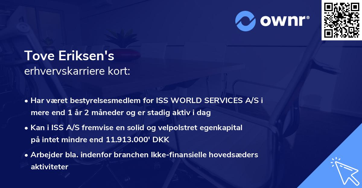 Tove Eriksen's erhvervskarriere kort