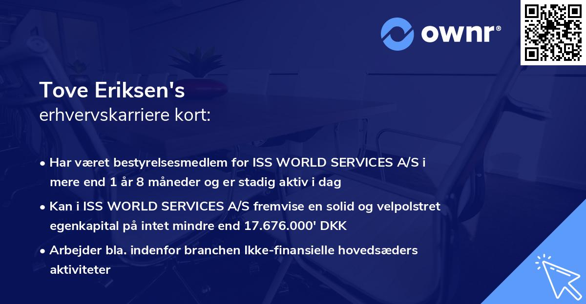 Tove Eriksen's erhvervskarriere kort