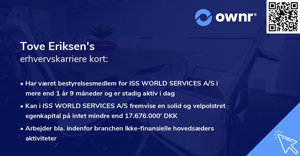 Tove Eriksen's erhvervskarriere kort