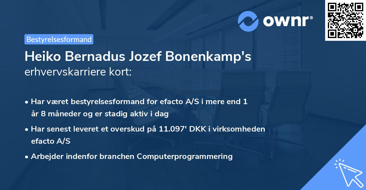 Heiko Bernadus Jozef Bonenkamp's erhvervskarriere kort