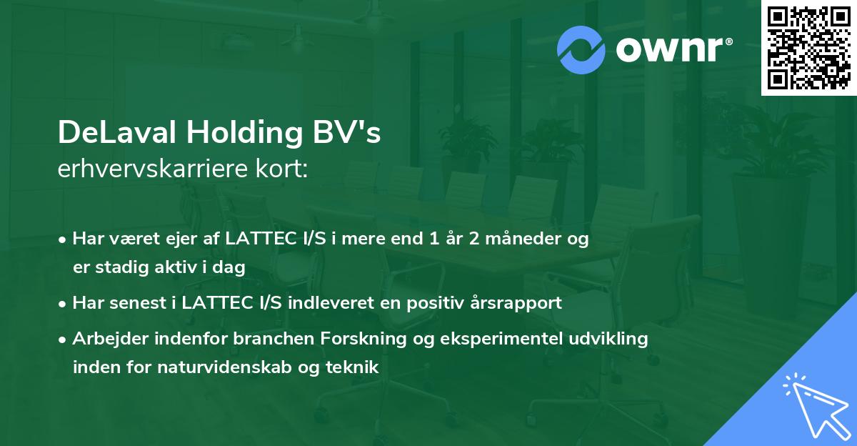 DeLaval Holding BV's erhvervskarriere kort