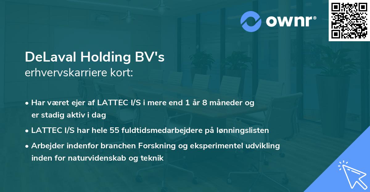 DeLaval Holding BV's erhvervskarriere kort