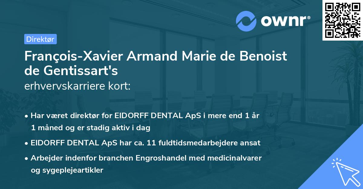 François-Xavier Armand Marie de Benoist de Gentissart's erhvervskarriere kort