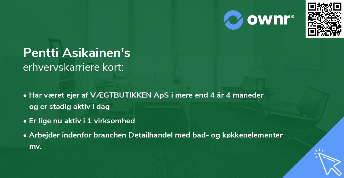 Pentti Asikainen's erhvervskarriere kort