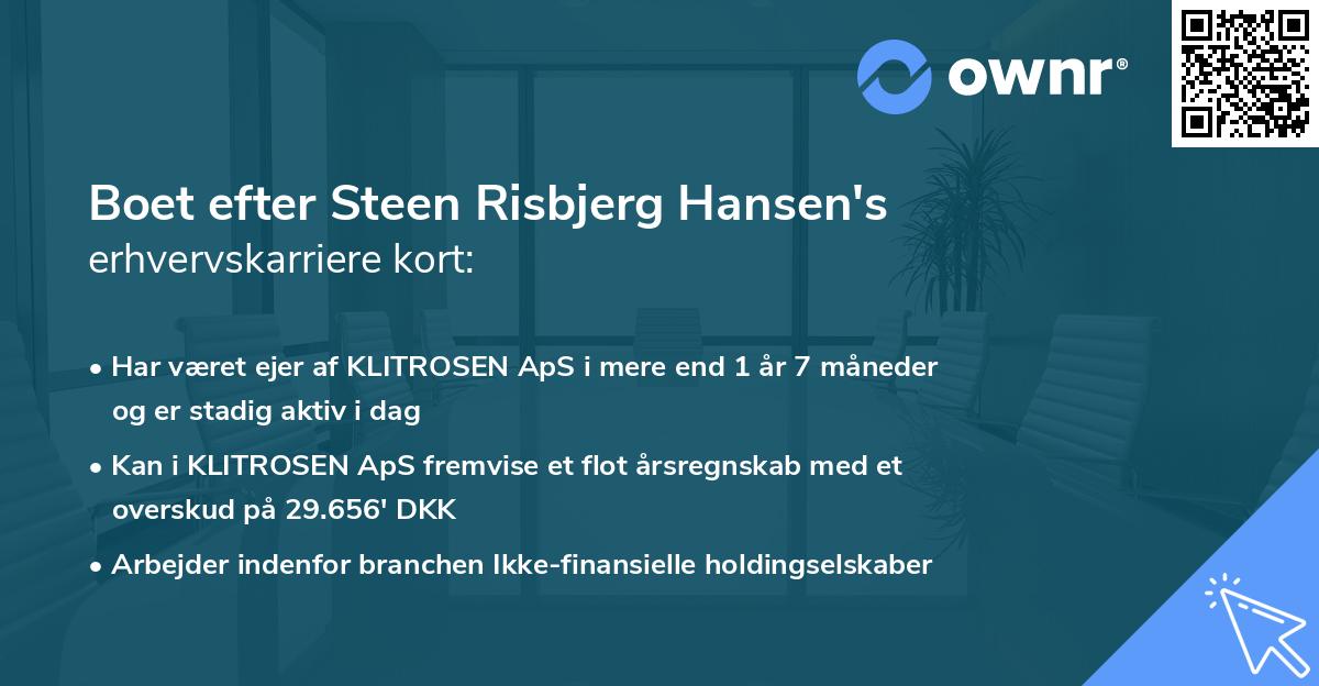 Boet efter Steen Risbjerg Hansen's erhvervskarriere kort