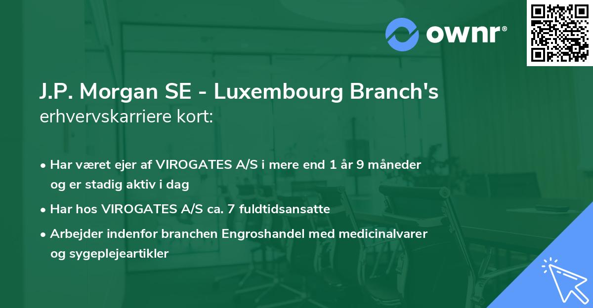 J.P. Morgan SE - Luxembourg Branch's erhvervskarriere kort