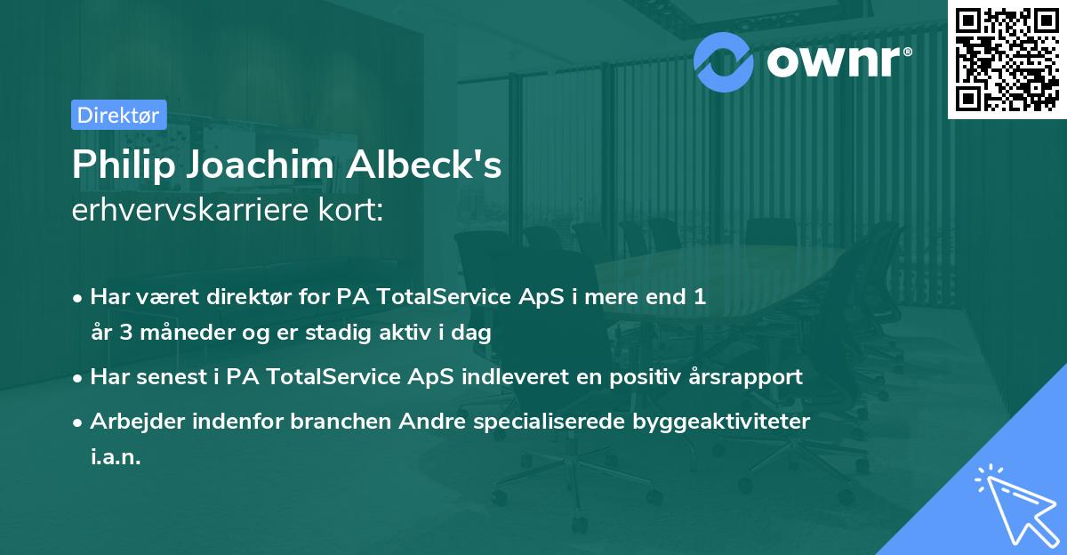 Philip Joachim Albeck's erhvervskarriere kort